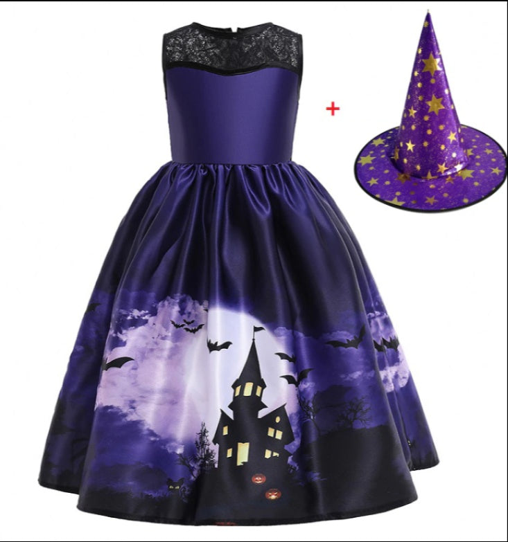 Halloween Princess Dress Halloween Printed Mesh - Fantasiko