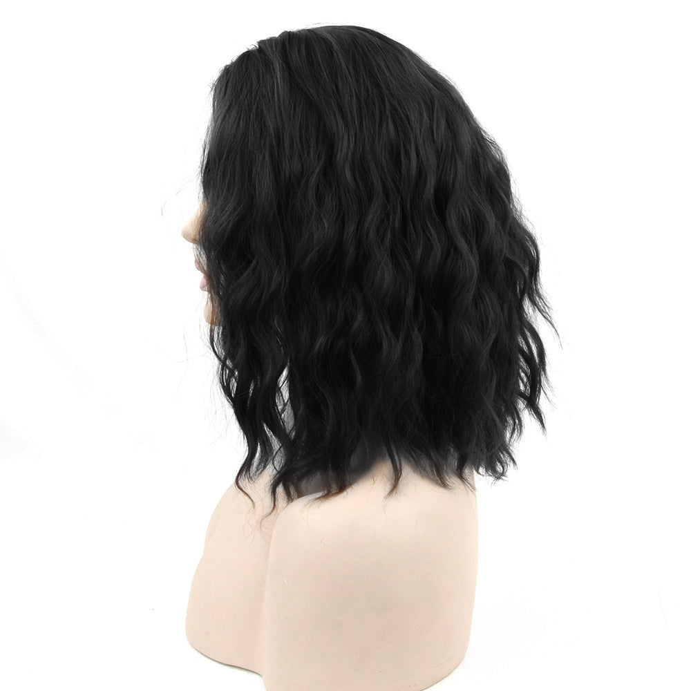 Black Short Curly Hair Cap, High Temperature Silk Short Hair Cosplay Wig Headgear - Fantasiko