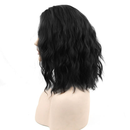 Black Short Curly Hair Cap, High Temperature Silk Short Hair Cosplay Wig Headgear - Fantasiko