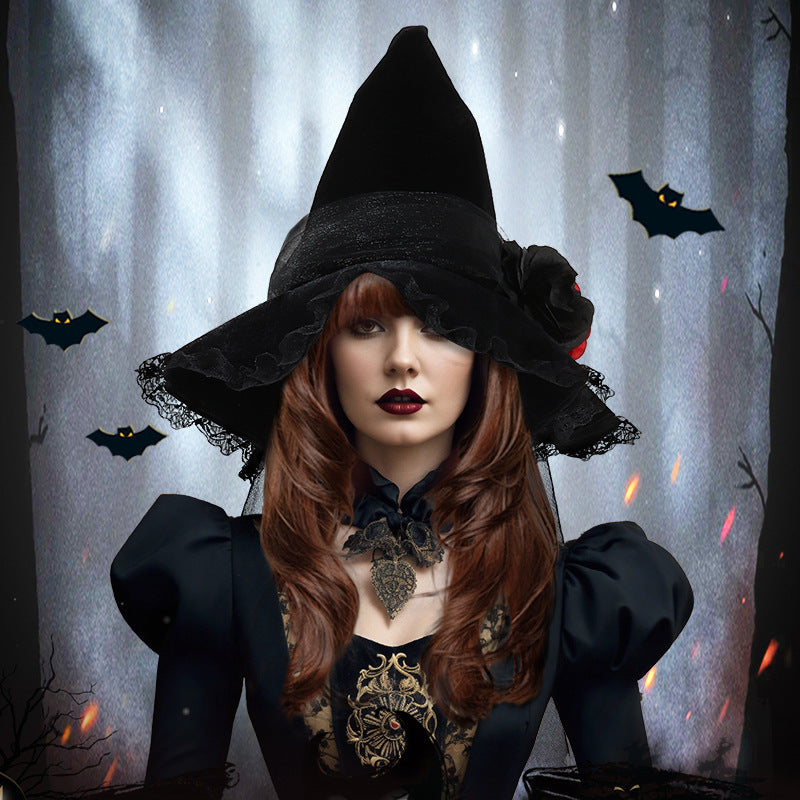 Halloween Baroque Witch Hat Accessories Props - Fantasiko