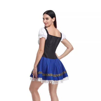 Chic Halloween Maid Uniform - Classic Barmaid Costume Dress - Fantasiko