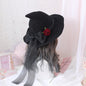 Lolita Halloween Retro Witch Hat Masquerade Rose Big Bow Wizard Hat Gothic Magical Girl Hat Cosplay Accessories Party Decor - Fantasiko