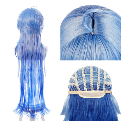 Wig Gradient Blue Long Cosplay Wig Heat-resistant Synthetic Hair  Free Wig Hat - Fantasiko