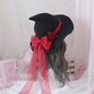 Lolita Halloween Retro Witch Hat Masquerade Rose Big Bow Wizard Hat Gothic Magical Girl Hat Cosplay Accessories Party Decor - Fantasiko