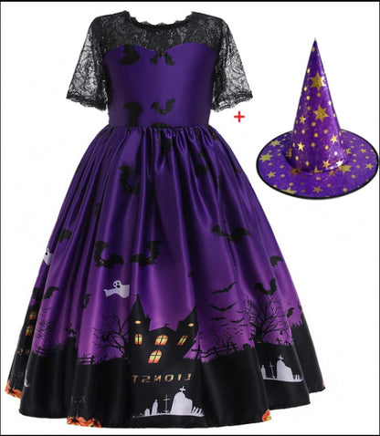 Halloween Princess Dress Halloween Printed Mesh - Fantasiko