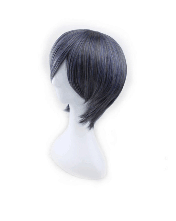 Wig Men's Purple Gray Mixed Color Short Hair - Fantasiko